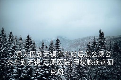 ...乘大巴到無錫汽車站后怎么乘公交車到無錫 江原醫院(甲狀腺疾病研究所...