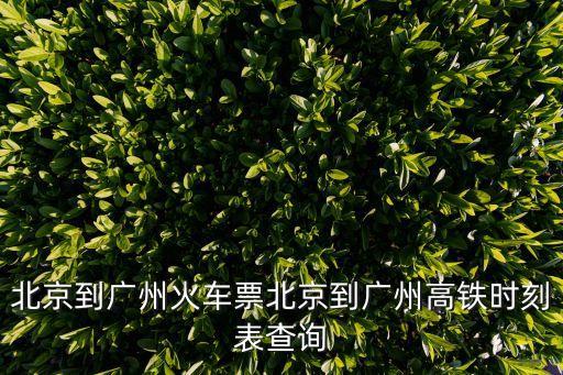北京到廣州火車票北京到廣州高鐵時刻表查詢