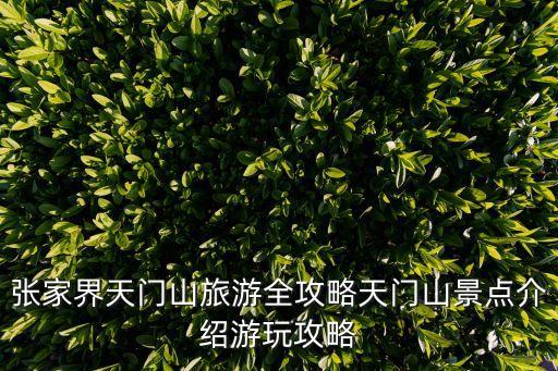 張家界天門山旅游全攻略天門山景點介紹游玩攻略