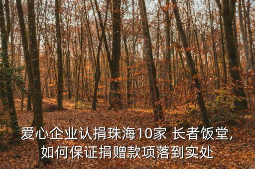 愛心企業認捐珠海10家 長者飯堂,如何保證捐贈款項落到實處