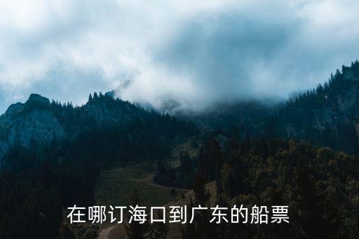 在哪訂海口到廣東的船票