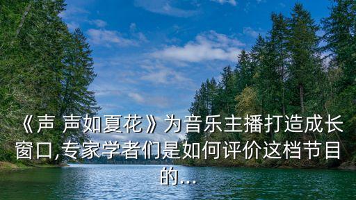《聲 聲如夏花》為音樂主播打造成長窗口,專家學者們是如何評價這檔節目的...
