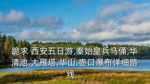 跪求 西安五日游,秦始皇兵馬俑,華清池,大雁塔,華山,壺口瀑布詳細路線...