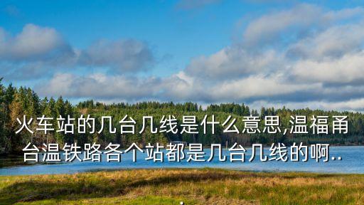 火車站的幾臺幾線是什么意思,溫福甬臺溫鐵路各個站都是幾臺幾線的啊...