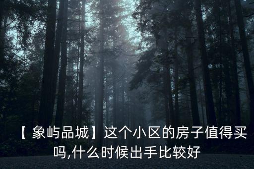 【 象嶼品城】這個小區的房子值得買嗎,什么時候出手比較好