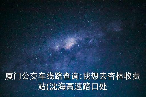 廈門(mén)公交車線路查詢:我想去杏林收費(fèi)站(沈海高速路口處