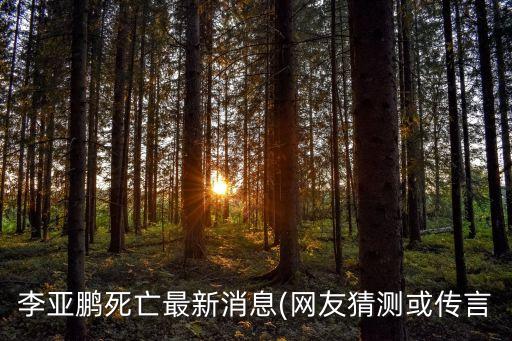 李亞鵬死亡最新消息(網友猜測或傳言