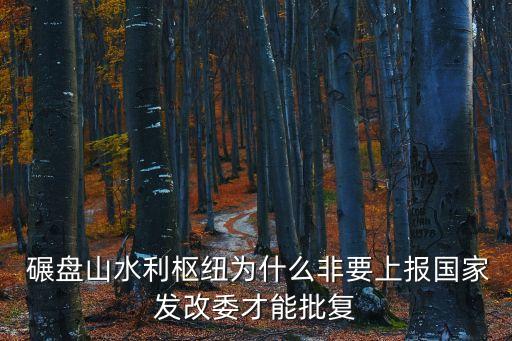  碾盤山水利樞紐為什么非要上報國家發改委才能批復