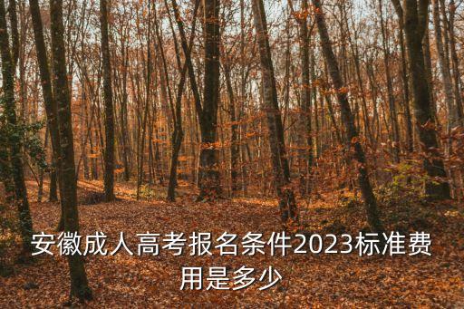 安徽成人高考報名條件2023標準費用是多少