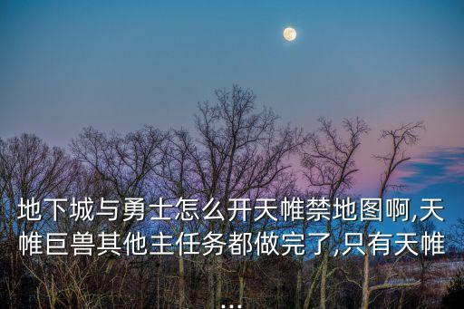 地下城與勇士怎么開天帷禁地圖啊,天帷巨獸其他主任務都做完了,只有天帷...