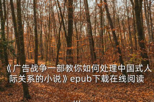 《廣告戰爭一部教你如何處理中國式人際關系的小說》epub下載在線閱讀...