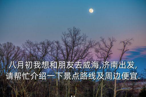 八月初我想和朋友去威海,濟南出發,請幫忙介紹一下景點路線及周邊便宜...