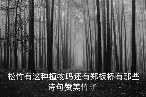  松竹有這種植物嗎還有鄭板橋有那些詩句贊美竹子