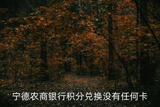 寧德農商銀行積分兌換沒有任何卡