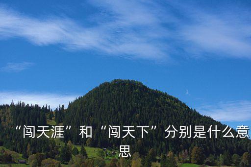 騎闖天下,闖天涯和闖天下分別意思什么意思?