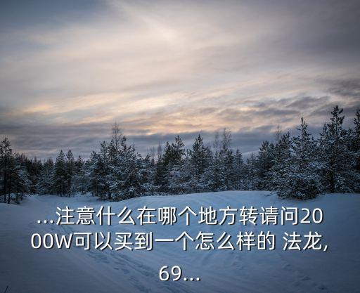 ...注意什么在哪個地方轉(zhuǎn)請問2000W可以買到一個怎么樣的 法龍,69...