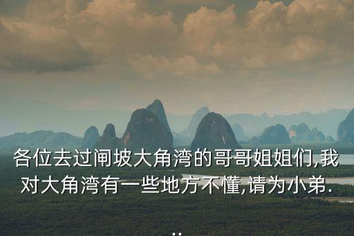各位去過閘坡大角灣的哥哥姐姐們,我對大角灣有一些地方不懂,請為小弟...