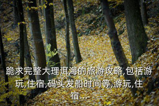 跪求完整大理洱海的旅游攻略,包括游玩,住宿,碼頭發船時間等,游玩,住宿...