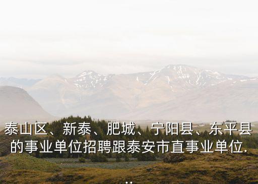 泰山區、新泰、肥城、寧陽縣、東平縣的事業單位招聘跟泰安市直事業單位...