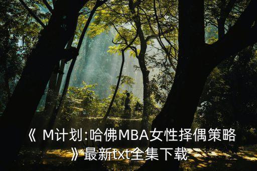 M計劃,積分/m計劃:哈佛mba女性擇偶策略全集小說