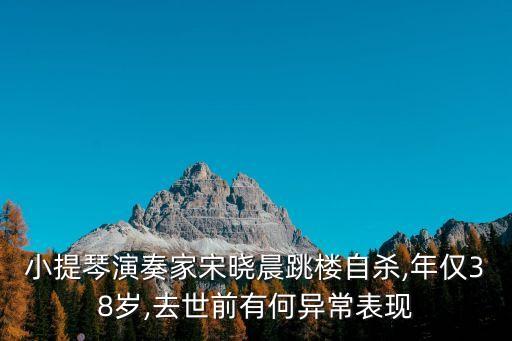 小提琴演奏家宋曉晨跳樓自殺,年僅38歲,去世前有何異常表現(xiàn)