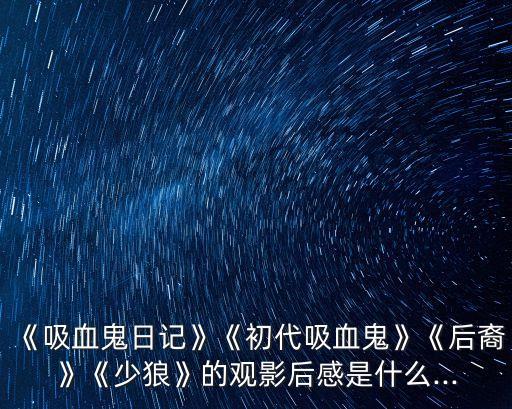 初代吸血鬼第一季,第一季和第二季觀看順序如下