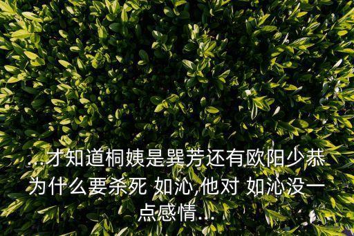 ...才知道桐姨是巽芳還有歐陽少恭為什么要殺死 如沁,他對 如沁沒一點感情...