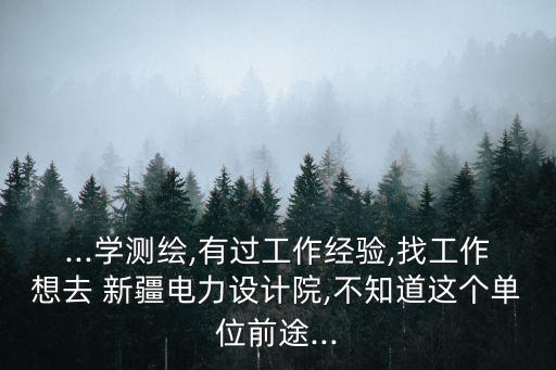 ...學(xué)測繪,有過工作經(jīng)驗,找工作想去 新疆電力設(shè)計院,不知道這個單位前途...