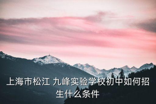 九峰實(shí)驗(yàn)學(xué)校,上海松江九峰實(shí)驗(yàn)學(xué)校招生條件:應(yīng)聘者須具有本科及以上學(xué)歷