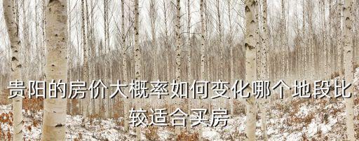 貴陽的房價大概率如何變化哪個地段比較適合買房