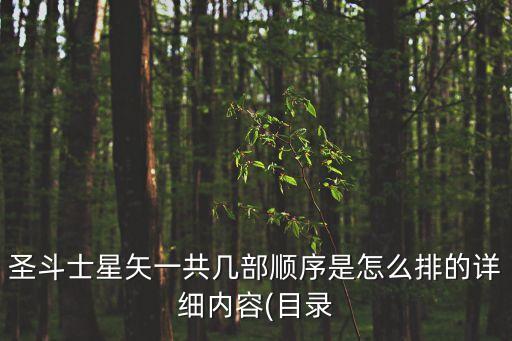 圣斗士星矢一共幾部順序是怎么排的詳細內容(目錄