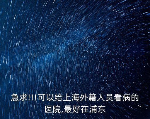 急求!!!可以給上海外籍人員看病的醫院,最好在浦東