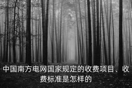 中國南方電網國家規定的收費項目、收費標準是怎樣的