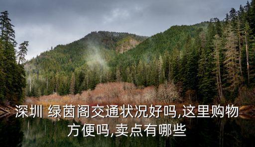 深圳 綠茵閣交通狀況好嗎,這里購物方便嗎,賣點有哪些