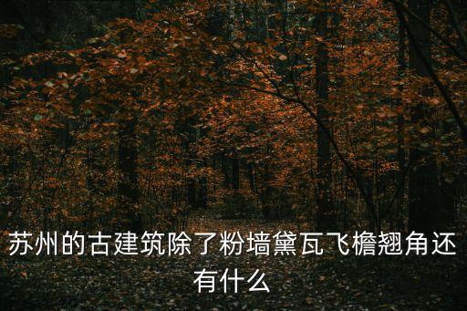 蘇州的古建筑除了粉墻黛瓦飛檐翹角還有什么