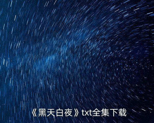 《黑天白夜》txt全集下載