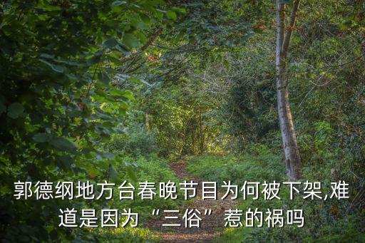 郭德綱地方臺春晚節目為何被下架,難道是因為“三俗”惹的禍嗎
