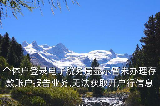 個體戶登錄電子稅務(wù)局顯示暫未辦理存款賬戶報告業(yè)務(wù),無法獲取開戶行信息...