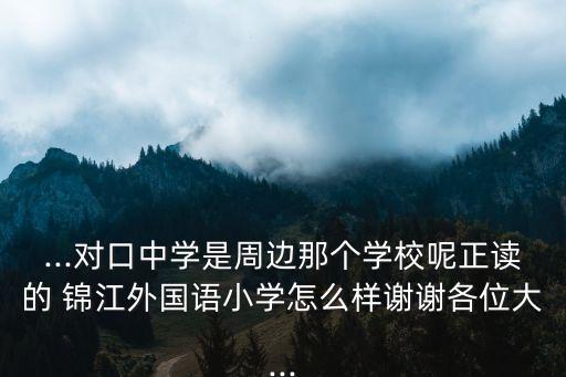 ...對口中學是周邊那個學校呢正讀的 錦江外國語小學怎么樣謝謝各位大...