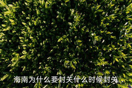 海南為什么要封關什么時候封關