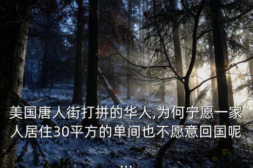 美國(guó)唐人街打拼的華人,為何寧愿一家人居住30平方的單間也不愿意回國(guó)呢...