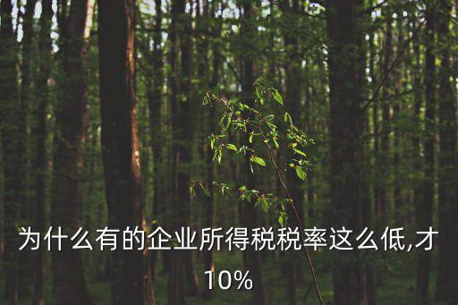 為什么有的企業所得稅稅率這么低,才10%
