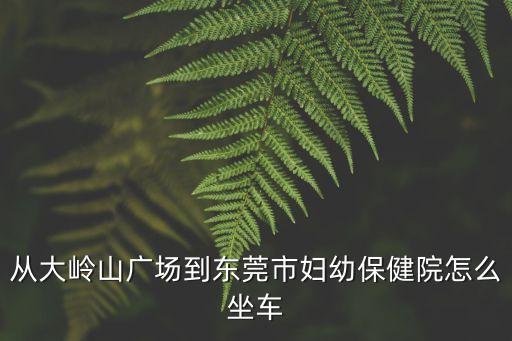 從大嶺山廣場到東莞市婦幼保健院怎么坐車