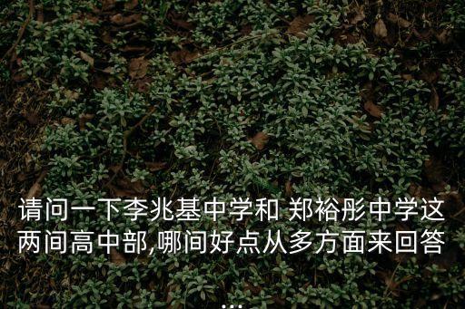 請問一下李兆基中學(xué)和 鄭裕彤中學(xué)這兩間高中部,哪間好點(diǎn)從多方面來回答...