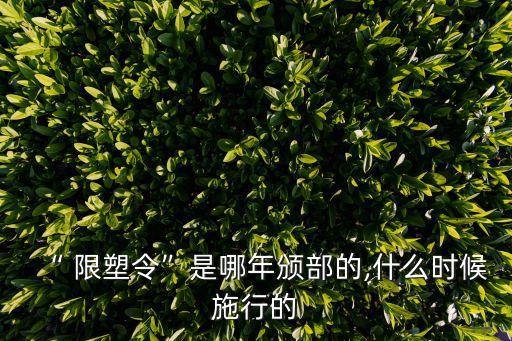 “ 限塑令”是哪年頒部的,什么時候施行的