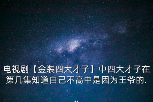 電視劇【金裝四大才子】中四大才子在第幾集知道自己不高中是因為王爺的...