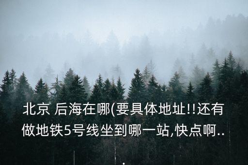 北京 后海在哪(要具體地址!!還有做地鐵5號線坐到哪一站,快點啊...