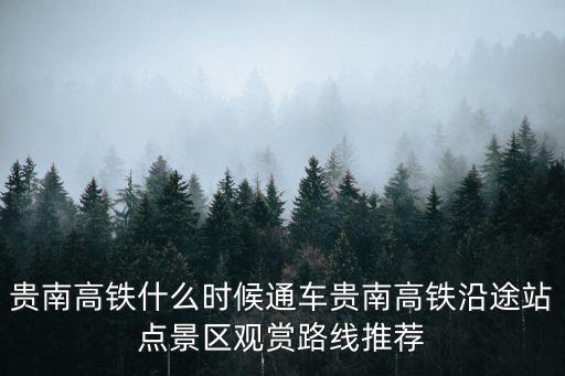 貴南高鐵什么時候通車貴南高鐵沿途站點景區觀賞路線推薦