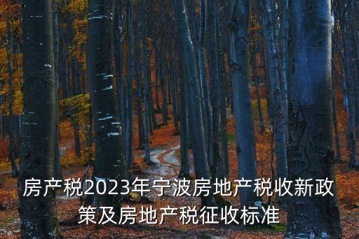 房產(chǎn)稅2023年寧波房地產(chǎn)稅收新政策及房地產(chǎn)稅征收標(biāo)準(zhǔn)