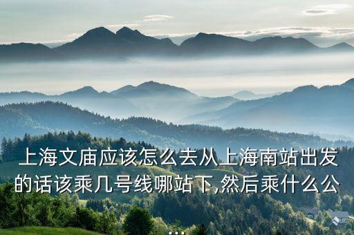  上海文廟應該怎么去從上海南站出發的話該乘幾號線哪站下,然后乘什么公...